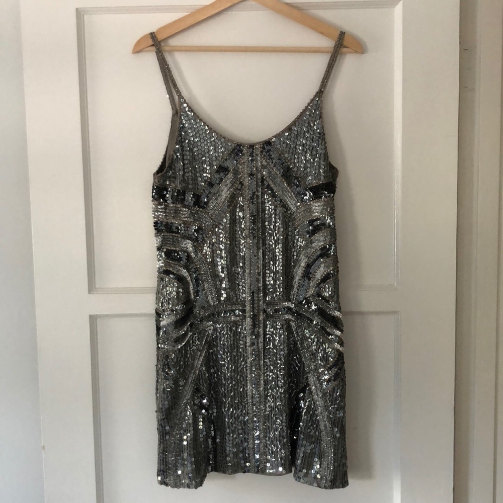 Parker Sequin Silver Mini Dress